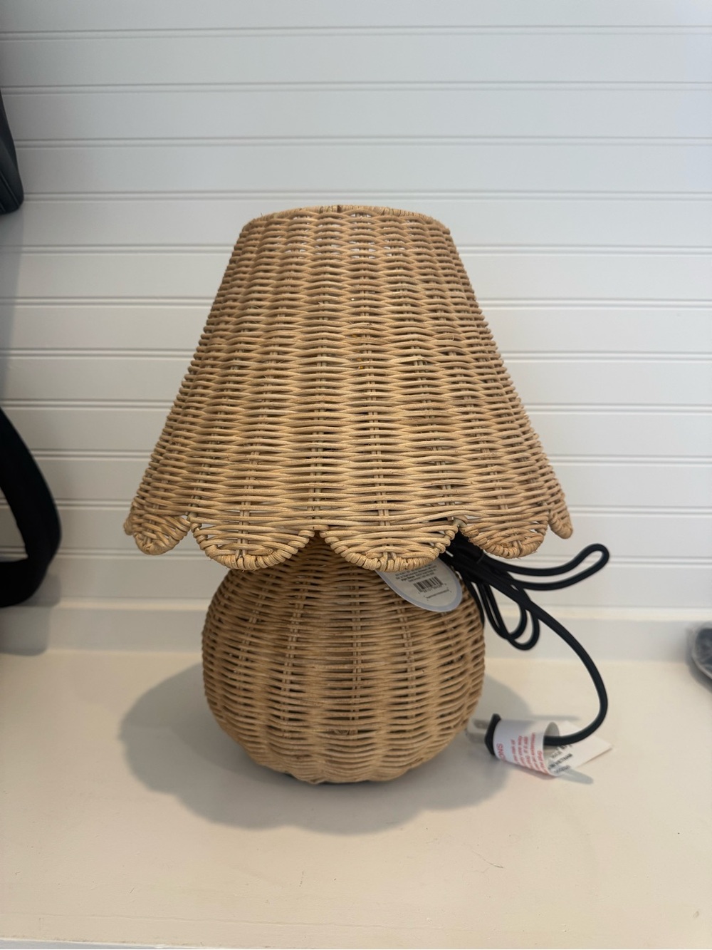 Studio McGee Woven Rattan Mushroom Table Lamp in Tan